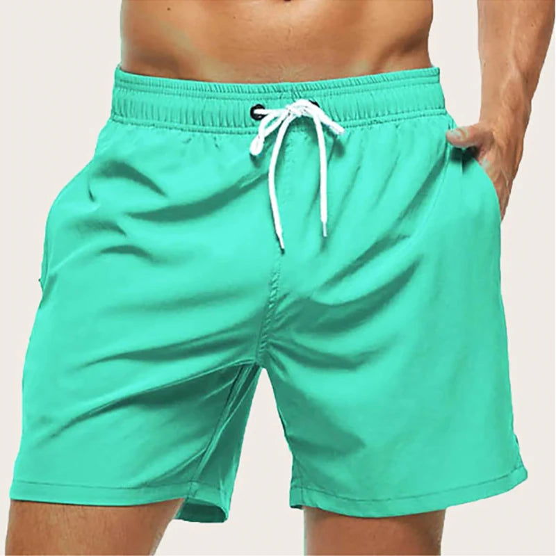 Men's Swim Trunks Summer Swimming Board Shorts Quick Dry Beach Shorts with Side Pockets and Mesh Lining Swimwear Bathing Suit - Slobuy