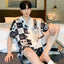 Men's Two-Piece Pajamas Summer New Ice Silk Men's Pajamas Short-Sleeved Shorts Thin Section Of The Student Teenage Homewear Suit - Slobuy