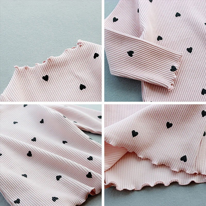 Menoea Girls Lovely Heart Print Sweaters New Autumn Kids Baby Pattern Clothing Fashion Clothes Casual Outfits Knit Girls Sweater - Slobuy