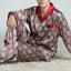 Mens Satin Silk Pajama Sets Sleepwear Casual Nightgown Loose Loungewear Pajamas Pijamas Autumn New Print Nightwear Homewear - Slobuy