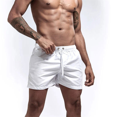 Mens Swim Trunks with Mesh Lining Side Pockets Solid Beach Shorts Quick Dry Lightweight Drawstring Board Shorts Summer Swimwear - Slobuy