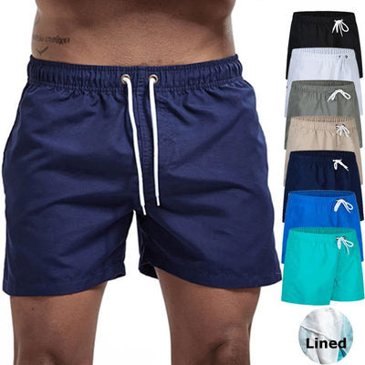 Mens Swim Trunks with Pockets Mesh Liner Summer Casual Beach Board Shorts Quick Dry Swimming Bathing Suit Swimsuit Swimwear - Slobuy
