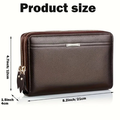 Mens Wallet Long Purse Leather Clutch Large Business Handbag Phone Card Holder Case Gift for Men Father Son Husband Boyfriend - Slobuy
