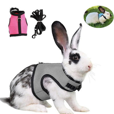 Mesh Breathable Rabbit Harness and Leash Set for Rabbits Ferrets Bunny Accessories Cat Rope Harnesses Pet Supplies arnes conejo - Slobuy