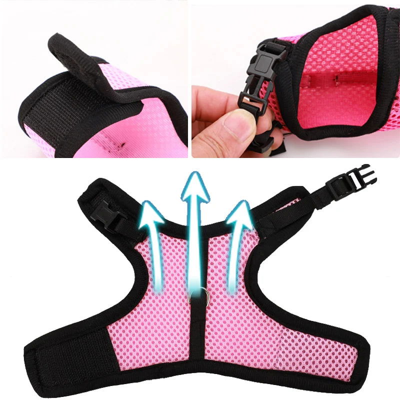 Mesh Breathable Rabbit Harness and Leash Set for Rabbits Ferrets Bunny Accessories Cat Rope Harnesses Pet Supplies arnes conejo - Slobuy