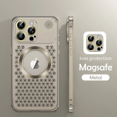 Metal Heat Dissipation Phone Case For iPhone 13 12 14 15 Pro Max Plus Magnetic Aluminum Cover Magsafe For IPHON 14 15 Pro Promax - Slobuy