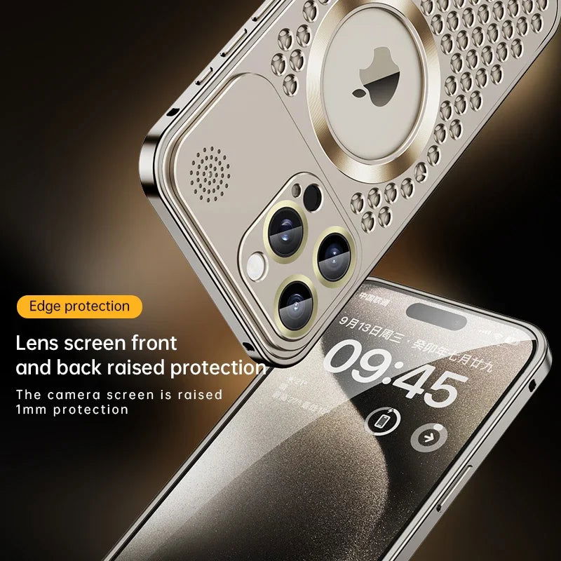 Metal Heat Dissipation Phone Case For iPhone 13 12 14 15 Pro Max Plus Magnetic Aluminum Cover Magsafe For IPHON 14 15 Pro Promax - Slobuy