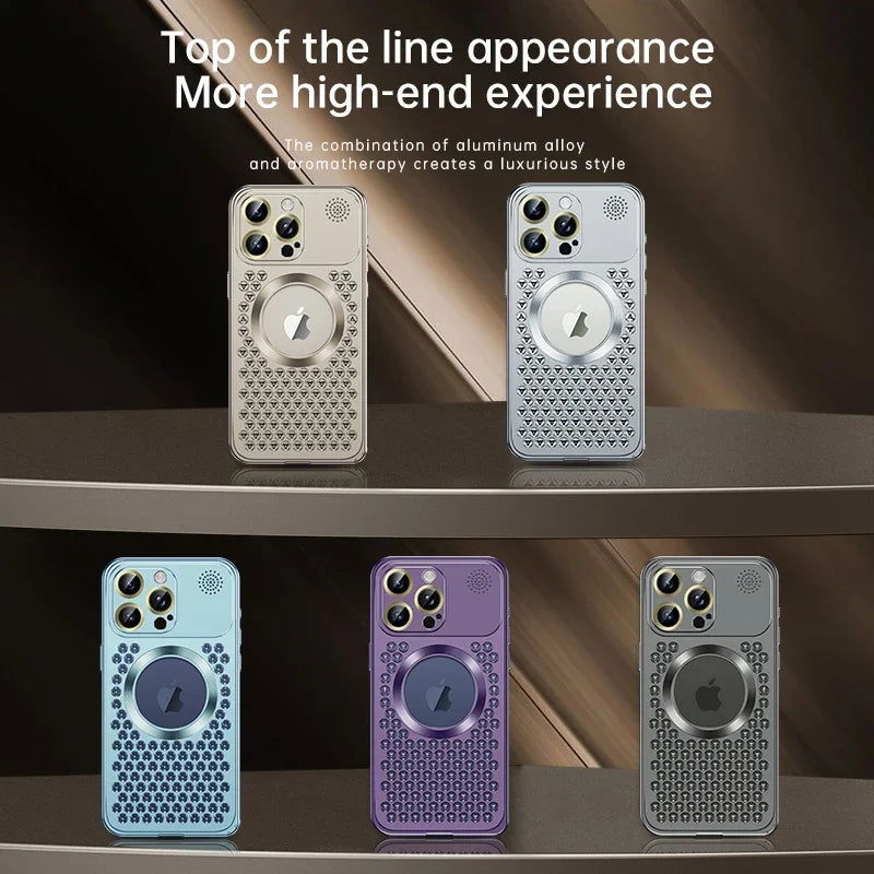 Metal Heat Dissipation Phone Case For iPhone 13 12 14 15 Pro Max Plus Magnetic Aluminum Cover Magsafe For IPHON 14 15 Pro Promax - Slobuy