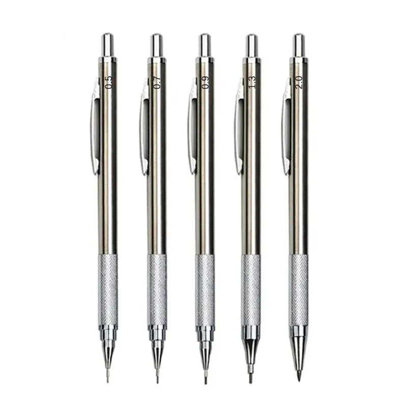 Metal Mechanical Pencil Set 0.5 0.7 0.9 1.3 2.0mm Art Drawing Painting Automatic Pencil with Leads Office School Supplies - Slobuy