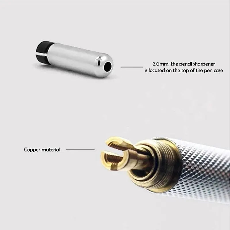 Metal Mechanical Pencil Set 0.5 0.7 0.9 1.3 2.0mm Art Drawing Painting Automatic Pencil with Leads Office School Supplies - Slobuy