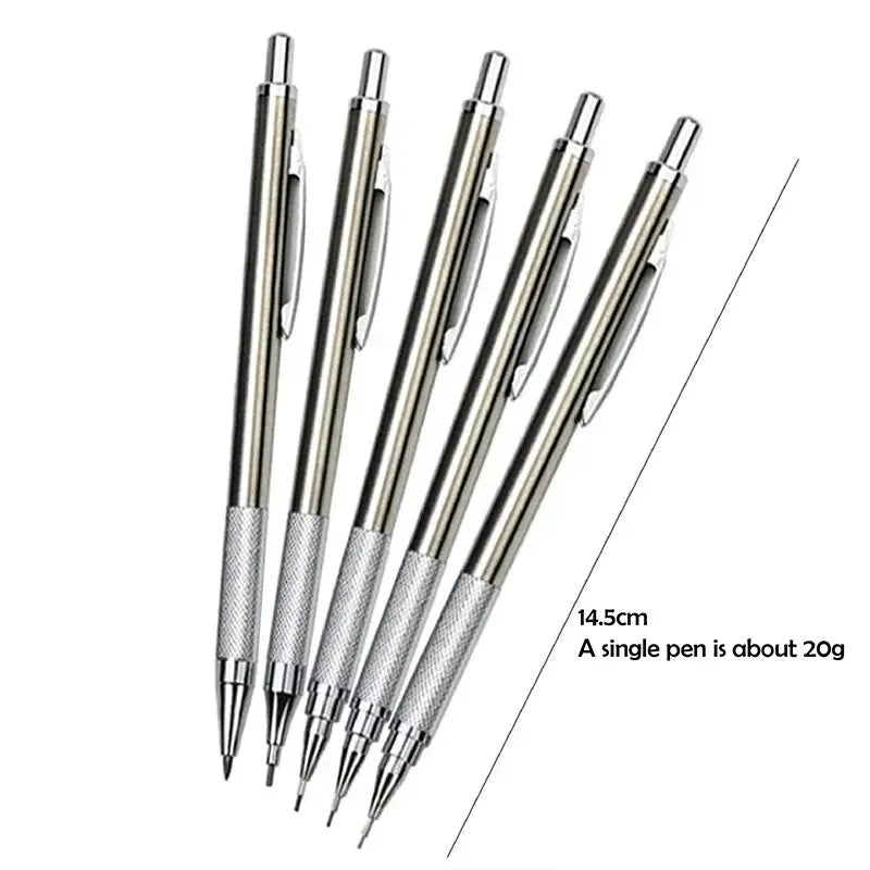 Metal Mechanical Pencil Set 0.5 0.7 0.9 1.3 2.0mm Art Drawing Painting Automatic Pencil with Leads Office School Supplies - Slobuy