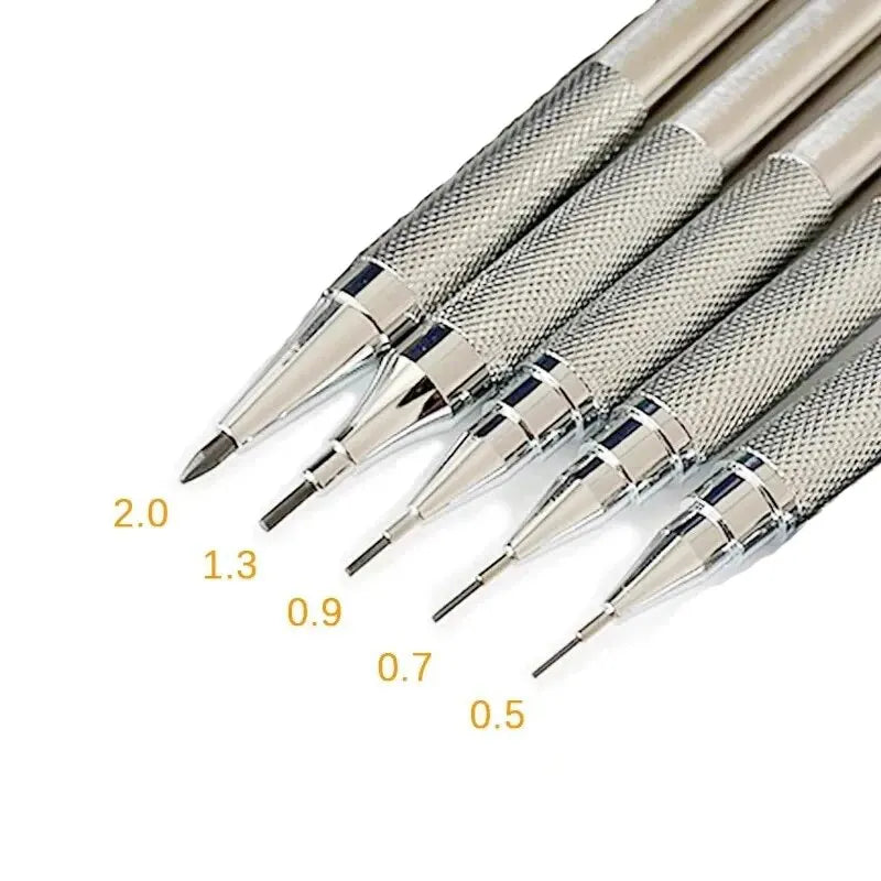 Metal Mechanical Pencil Set 0.5 0.7 0.9 1.3 2.0mm Art Drawing Painting Automatic Pencil with Leads Office School Supplies - Slobuy