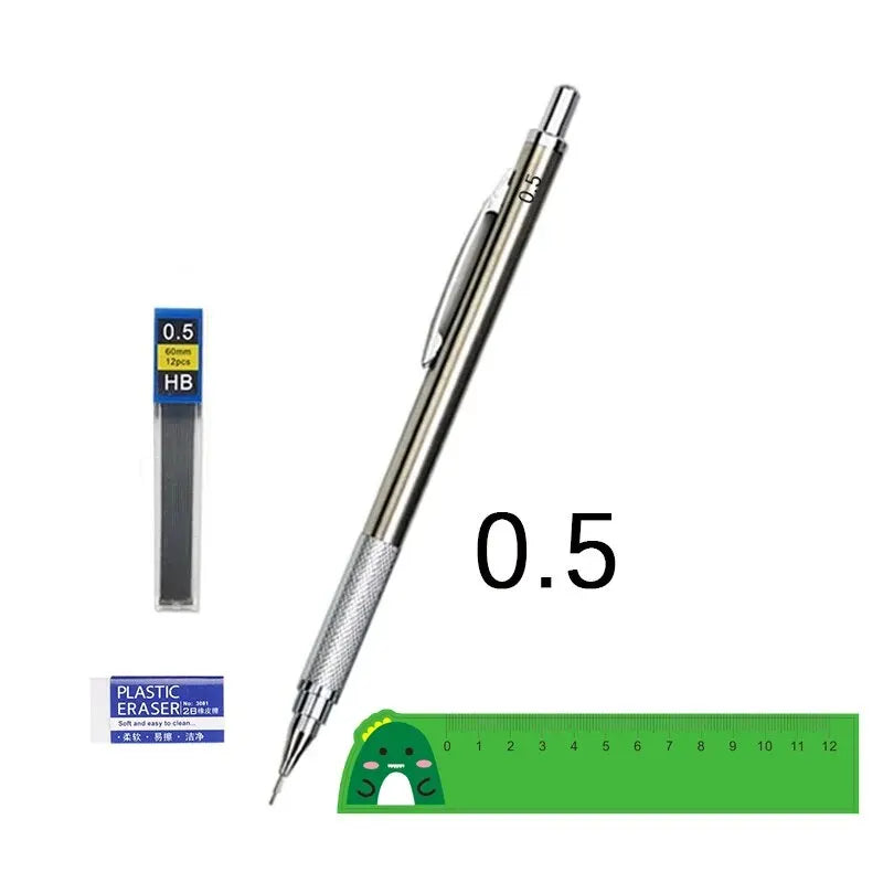 Metal Mechanical Pencil Set 0.5 0.7 0.9 1.3 2.0mm Art Drawing Painting Automatic Pencil with Leads Office School Supplies - Slobuy
