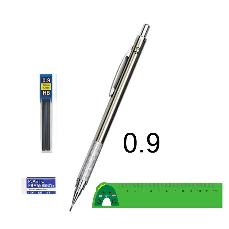 Metal Mechanical Pencil Set 0.5 0.7 0.9 1.3 2.0mm Art Drawing Painting Automatic Pencil with Leads Office School Supplies - Slobuy