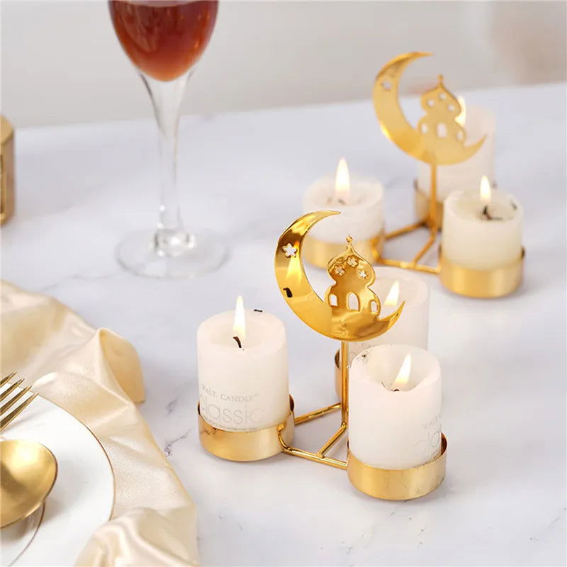 Metal Ramadan Decoration 2024 Eid Mubarak Candle Holder Home Decoration Ramadan Candle Holder Party Supplies Table Ornament Gift - Slobuy