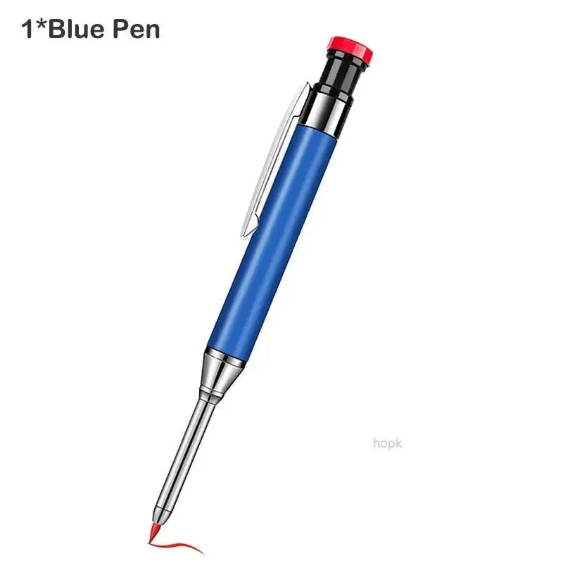 Metal Solid Carpenter Pencil Mechanical Pencil Set Built-in Pencil Sharpener with Refill Leads Deep Hole Drawing Marking Tools - Slobuy