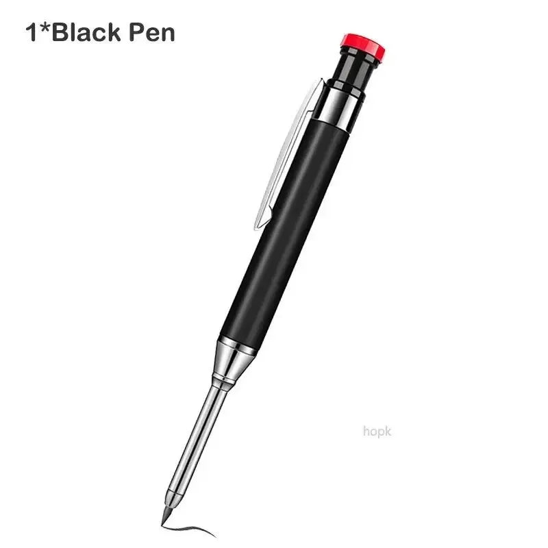 Metal Solid Carpenter Pencil Mechanical Pencil Set Built-in Pencil Sharpener with Refill Leads Deep Hole Drawing Marking Tools - Slobuy