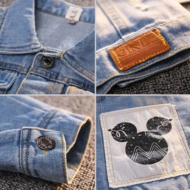 Mickey Denim Jacket For Boys Fashion Coats Children Clothing Autumn Baby Girls Clothes Outerwear Cartoon Jean Jackets Coat - Slobuy