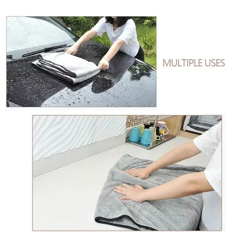 Microfiber Towel 75*35cm Car Wash Cloth Auto Cleaning Door Window Care Thick Strong Water Absorption Dry Cloth for Car Detailing - Slobuy