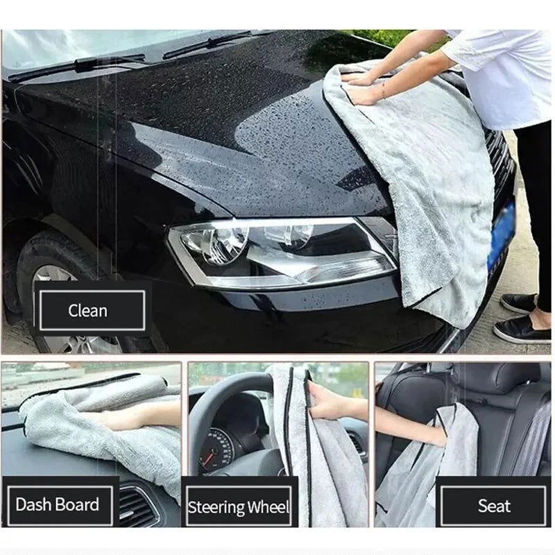 Microfiber Towel 75*35cm Car Wash Cloth Auto Cleaning Door Window Care Thick Strong Water Absorption Dry Cloth for Car Detailing - Slobuy