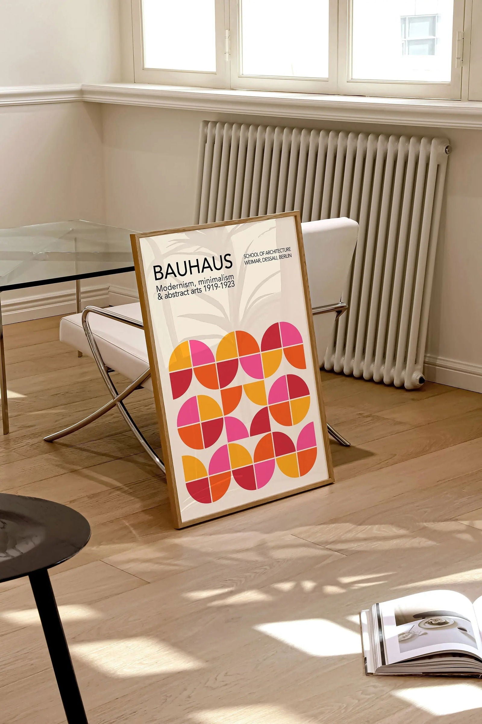 Mid Century Bauhaus Poster Geometric Wall Art Canvas Prints Living Room Bedroom Bright Colourful Artwork For Home Decor - Slobuy