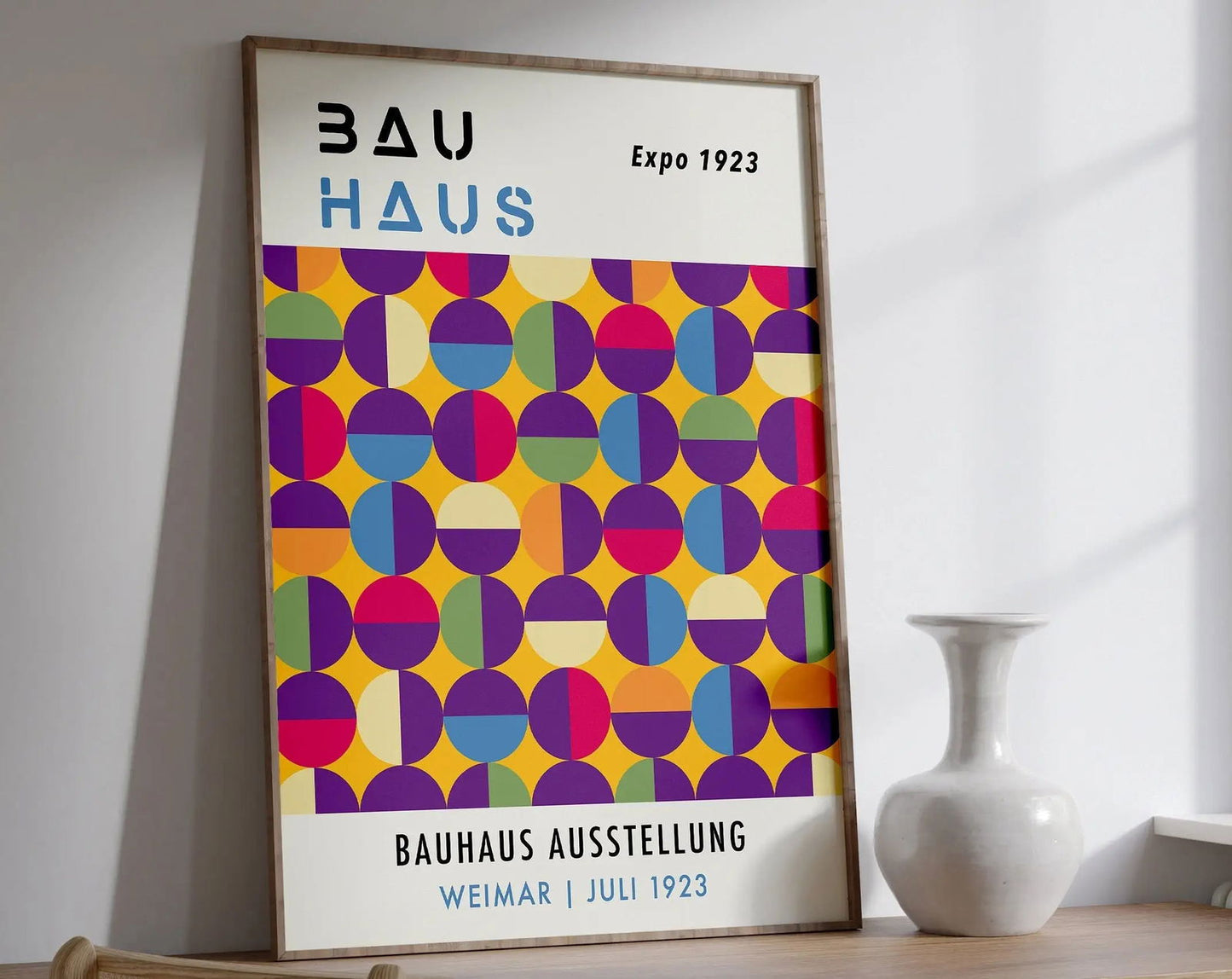 Mid Century Bauhaus Poster Geometric Wall Art Canvas Prints Living Room Bedroom Bright Colourful Artwork For Home Decor - Slobuy