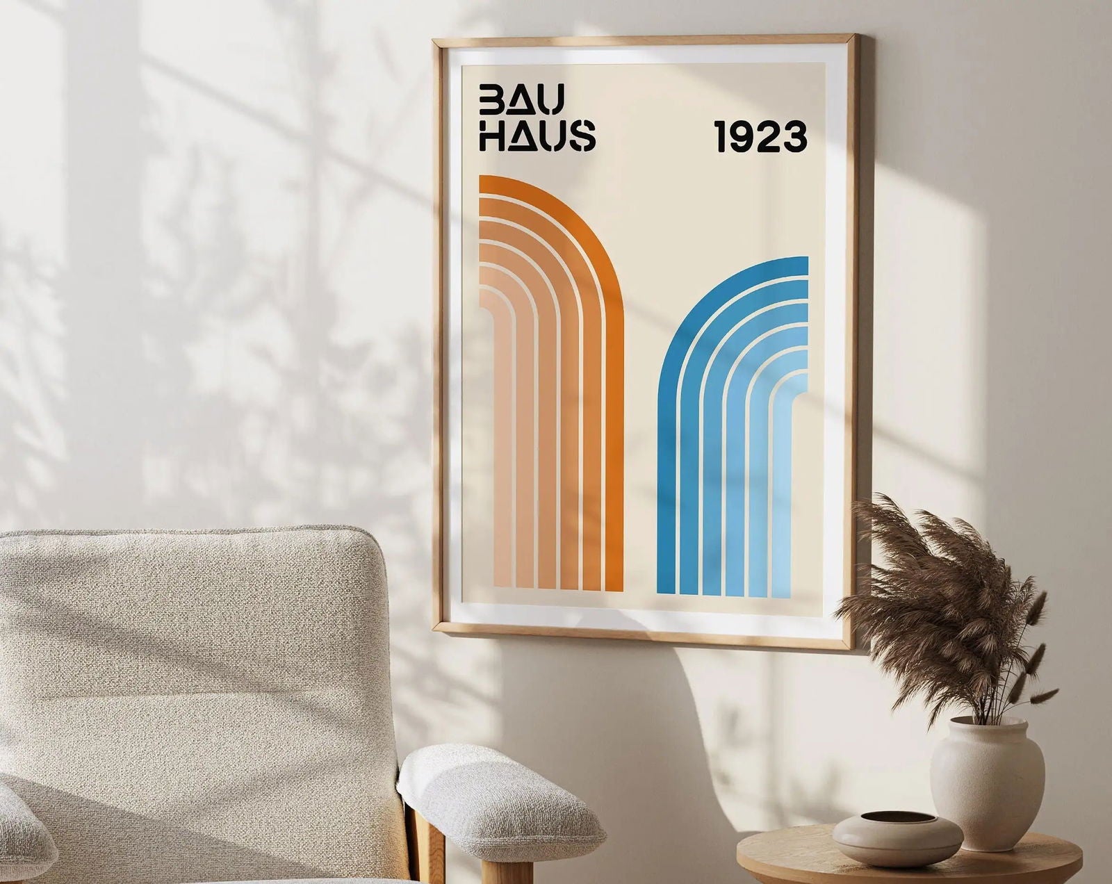 Mid Century Bauhaus Poster Geometric Wall Art Canvas Prints Living Room Bedroom Bright Colourful Artwork For Home Decor - Slobuy