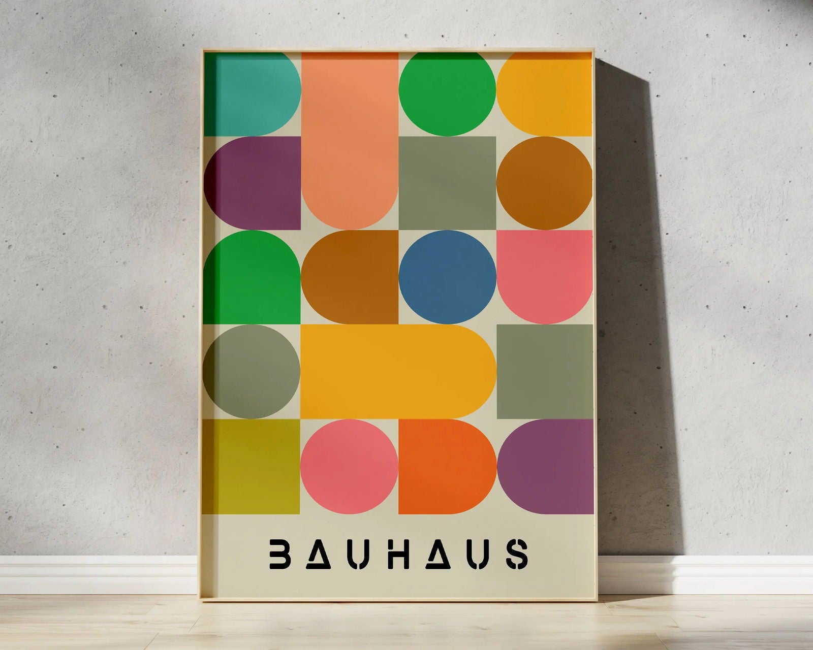Mid Century Bauhaus Poster Geometric Wall Art Canvas Prints Living Room Bedroom Bright Colourful Artwork For Home Decor - Slobuy