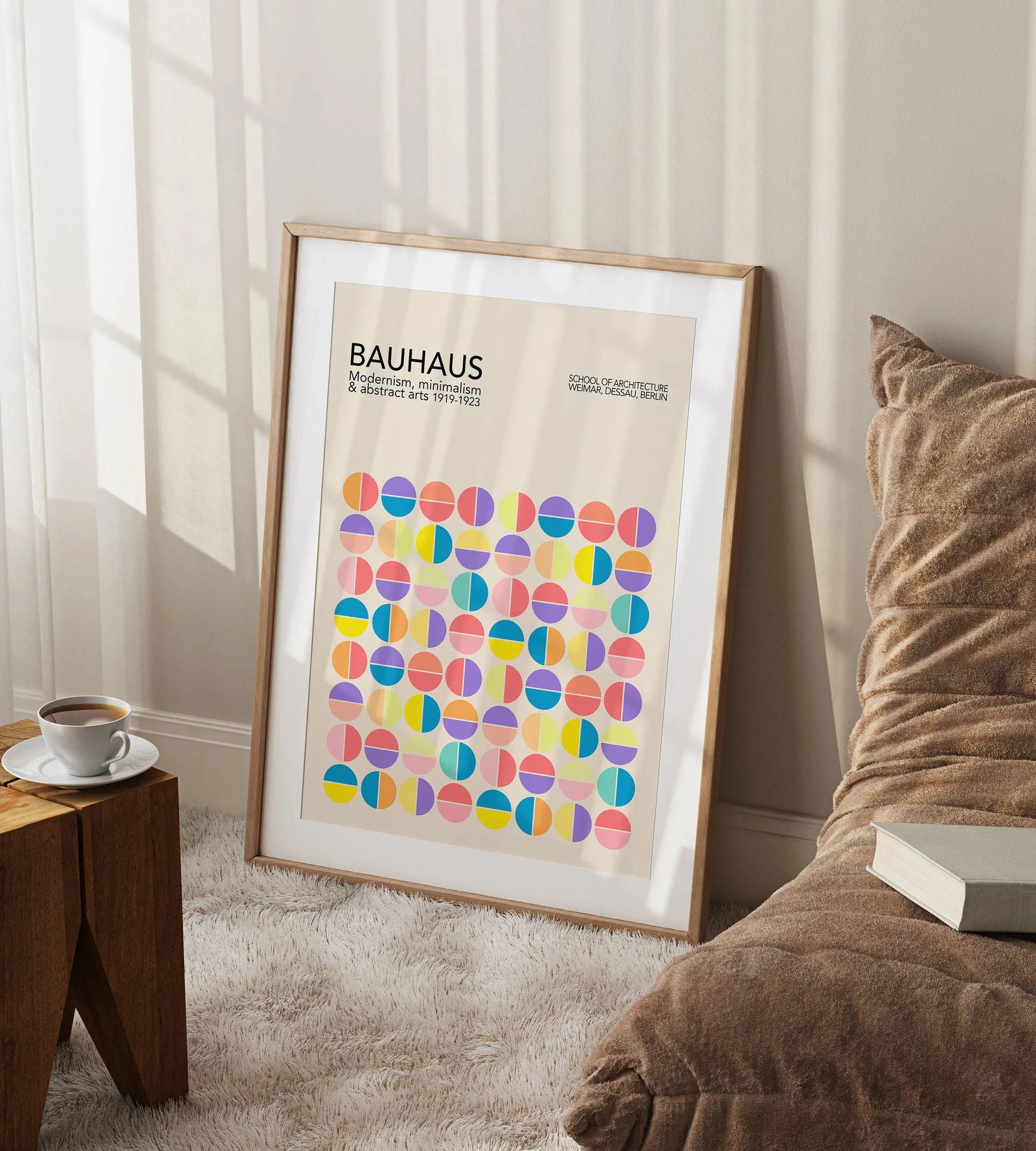 Mid Century Bauhaus Poster Geometric Wall Art Canvas Prints Living Room Bedroom Bright Colourful Artwork For Home Decor - Slobuy