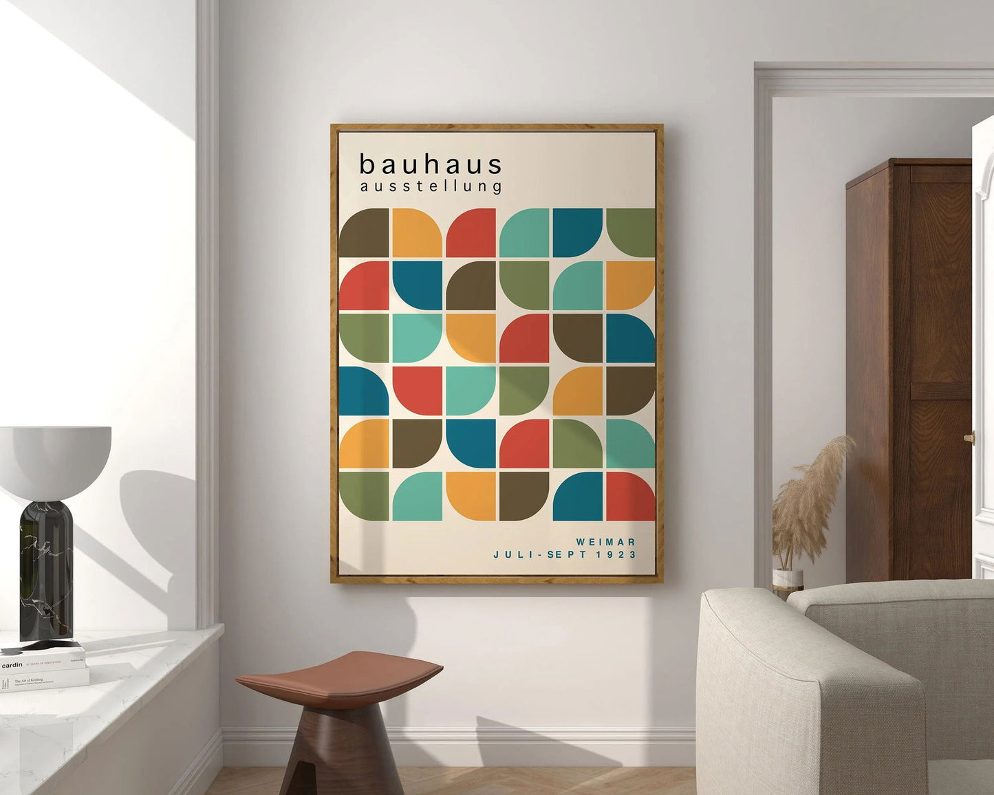 Mid Century Bauhaus Poster Geometric Wall Art Canvas Prints Living Room Bedroom Bright Colourful Artwork For Home Decor - Slobuy
