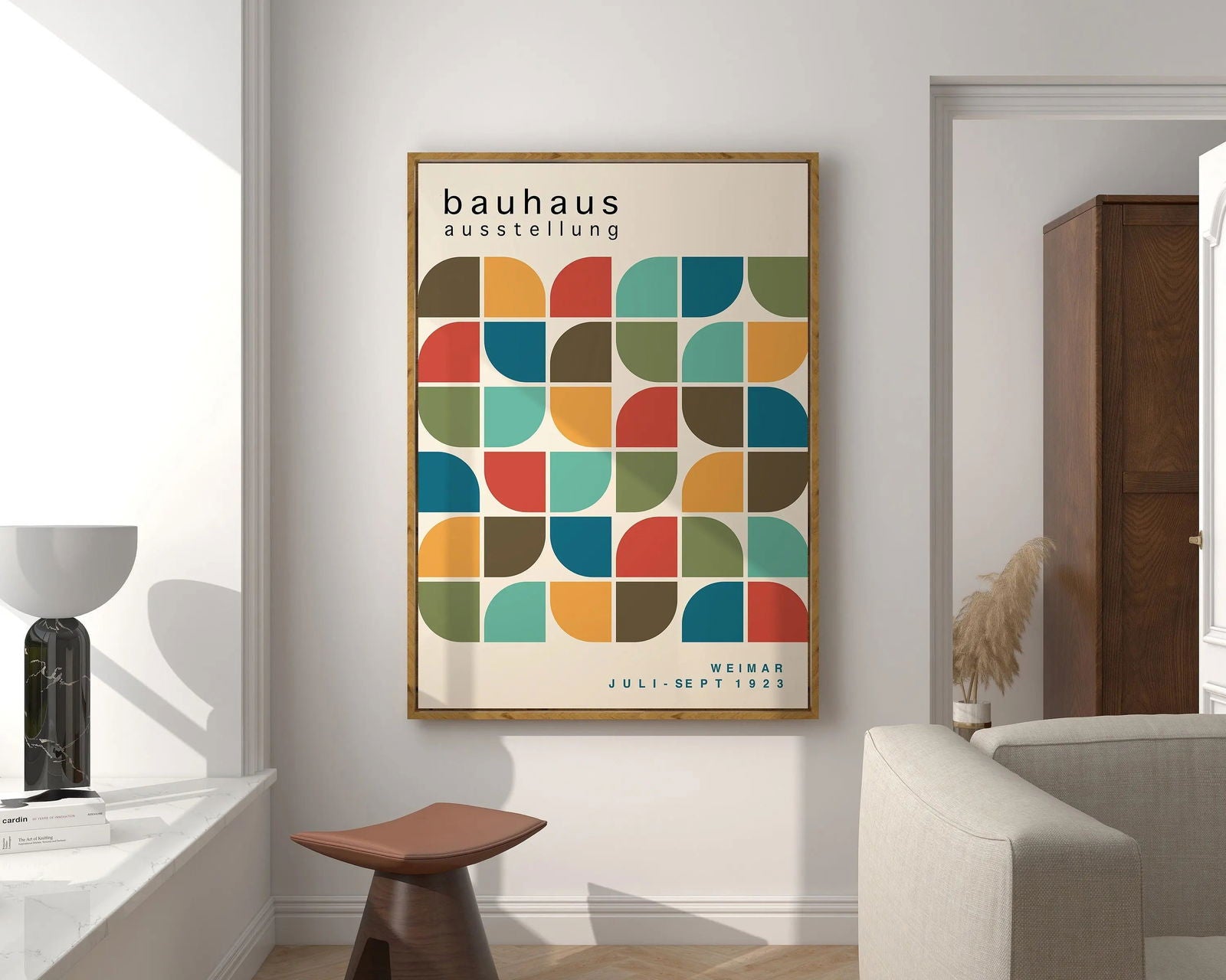 Mid Century Bauhaus Poster Geometric Wall Art Canvas Prints Living Room Bedroom Bright Colourful Artwork For Home Decor - Slobuy