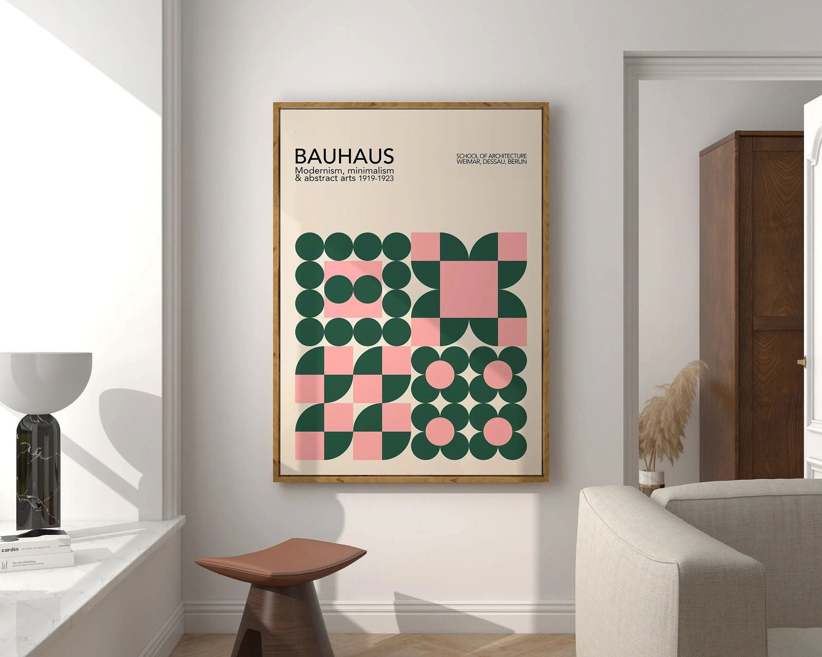 Mid Century Bauhaus Poster Geometric Wall Art Canvas Prints Living Room Bedroom Bright Colourful Artwork For Home Decor - Slobuy
