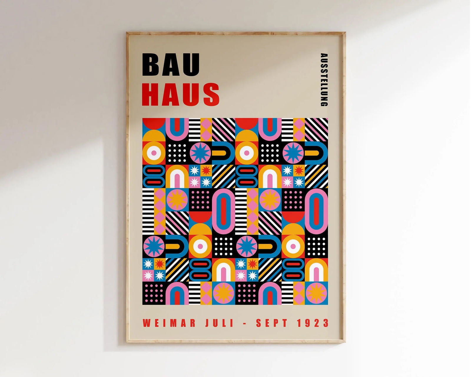 Mid Century Bauhaus Poster Geometric Wall Art Canvas Prints Living Room Bedroom Bright Colourful Artwork For Home Decor - Slobuy