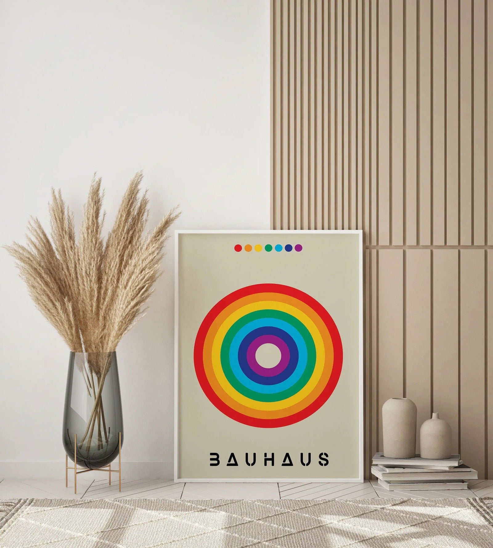 Mid Century Bauhaus Poster Geometric Wall Art Canvas Prints Living Room Bedroom Bright Colourful Artwork For Home Decor - Slobuy