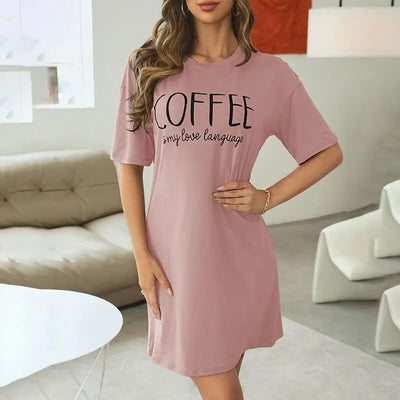 Milk Silk Nightgown Women Nightdress Short Sleeve Cartoon Nightgowns Sweet Casual Sleepwear Pijamas Sleepdress - Slobuy
