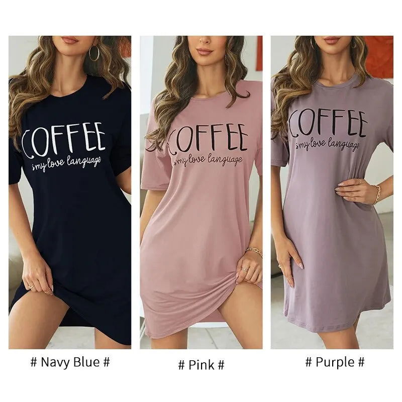 Milk Silk Nightgown Women Nightdress Short Sleeve Cartoon Nightgowns Sweet Casual Sleepwear Pijamas Sleepdress - Slobuy