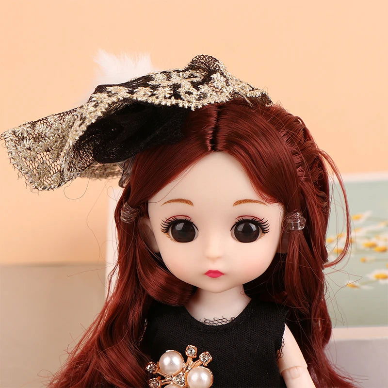 Mini 16cm BJd Doll 13 Movable Joint Girl Doll 3D Big Eyes 1/12 Fashion Princess Doll DIY Dress Up Toy Doll With Clothes Gift - Slobuy