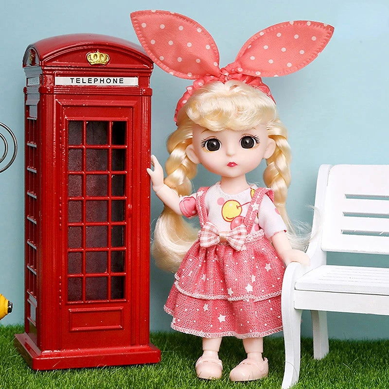 Mini 16cm BJd Doll 13 Movable Joint Girl Doll 3D Big Eyes 1/12 Fashion Princess Doll DIY Dress Up Toy Doll With Clothes Gift - Slobuy