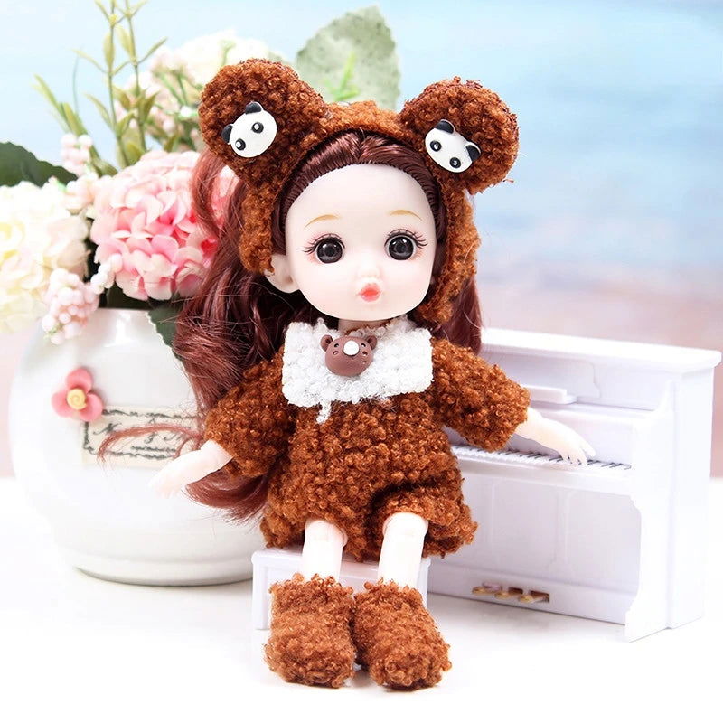 Mini 16cm BJd Doll 13 Movable Joint Girl Doll 3D Big Eyes 1/12 Fashion Princess Doll DIY Dress Up Toy Doll With Clothes Gift - Slobuy