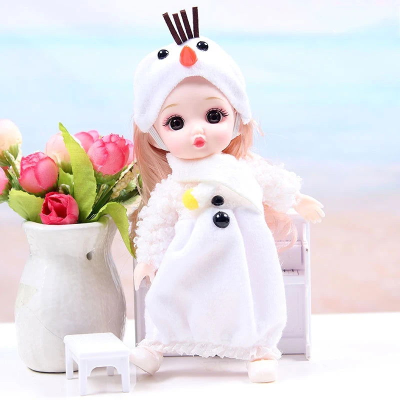Mini 16cm BJd Doll 13 Movable Joint Girl Doll 3D Big Eyes 1/12 Fashion Princess Doll DIY Dress Up Toy Doll With Clothes Gift - Slobuy