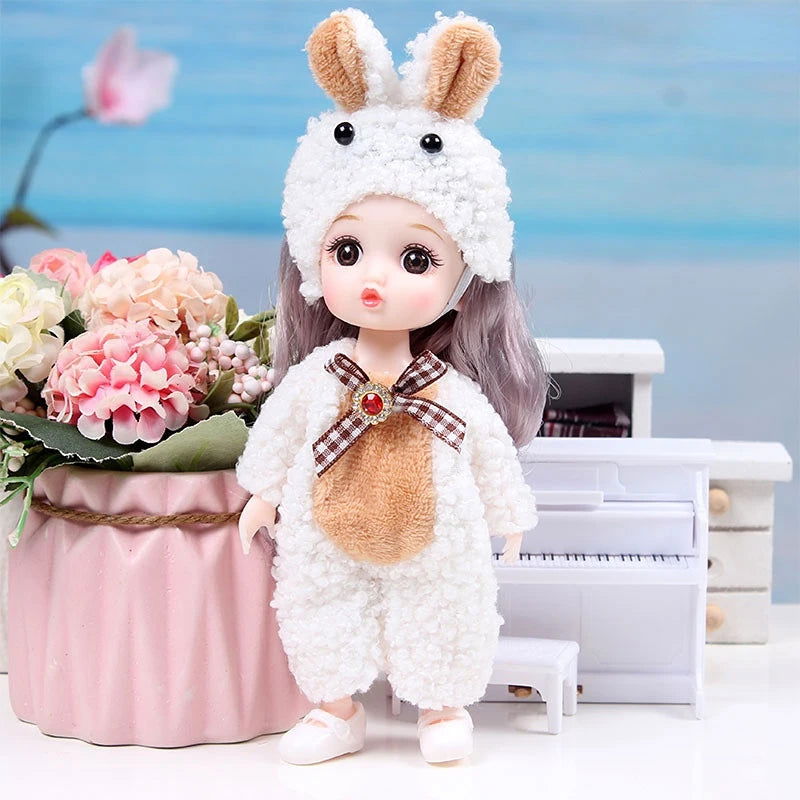 Mini 16cm BJd Doll 13 Movable Joint Girl Doll 3D Big Eyes 1/12 Fashion Princess Doll DIY Dress Up Toy Doll With Clothes Gift - Slobuy