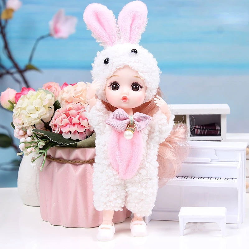 Mini 16cm BJd Doll 13 Movable Joint Girl Doll 3D Big Eyes 1/12 Fashion Princess Doll DIY Dress Up Toy Doll With Clothes Gift - Slobuy