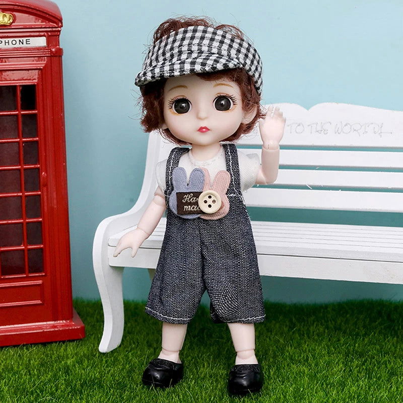 Mini 16cm BJd Doll 13 Movable Joint Girl Doll 3D Big Eyes 1/12 Fashion Princess Doll DIY Dress Up Toy Doll With Clothes Gift - Slobuy