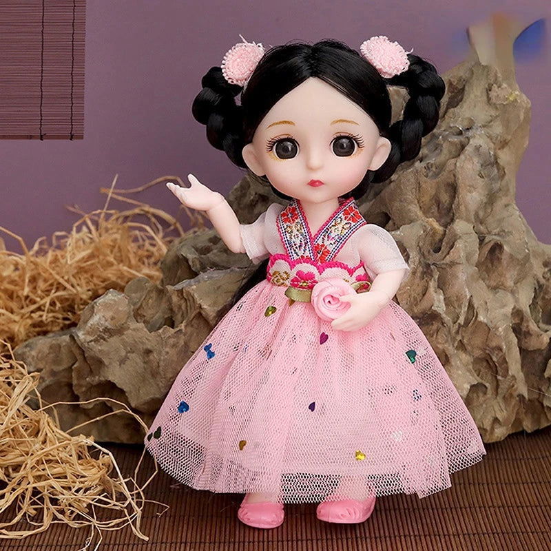 Mini 16cm BJd Doll 13 Movable Joint Girl Doll 3D Big Eyes 1/12 Fashion Princess Doll DIY Dress Up Toy Doll With Clothes Gift - Slobuy