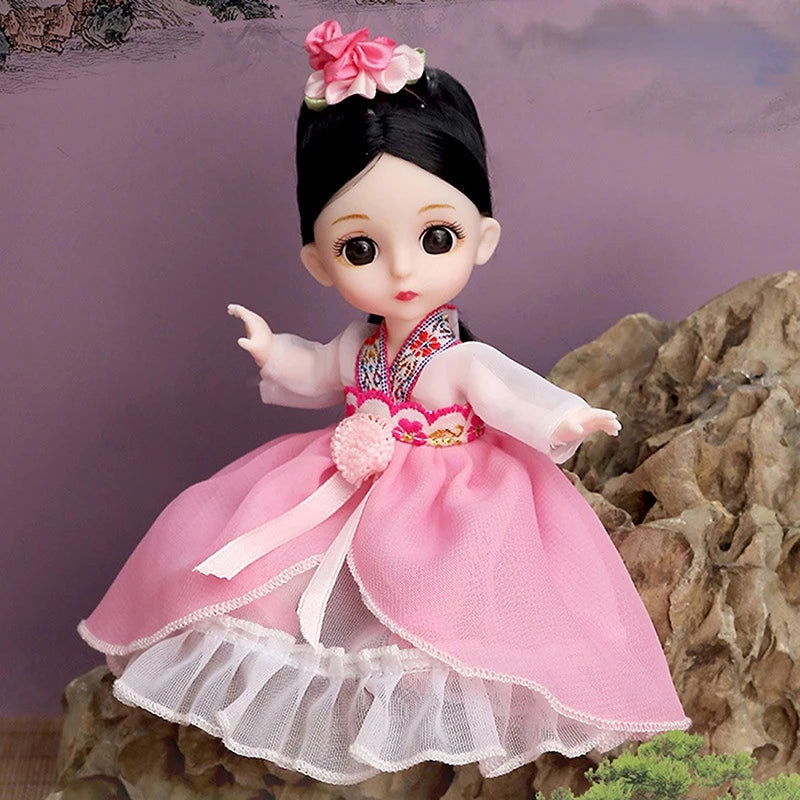 Mini 16cm BJd Doll 13 Movable Joint Girl Doll 3D Big Eyes 1/12 Fashion Princess Doll DIY Dress Up Toy Doll With Clothes Gift - Slobuy