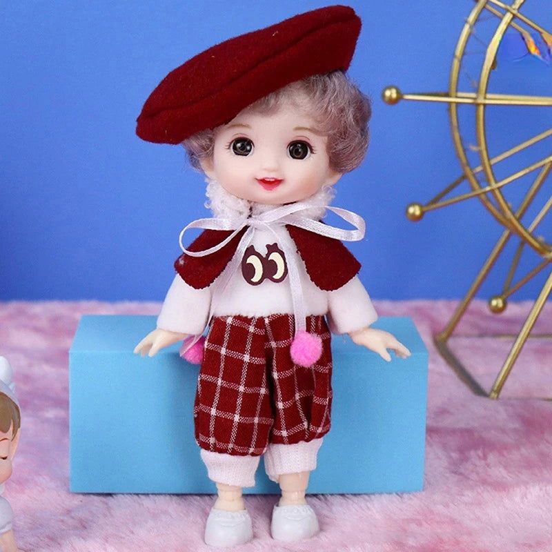 Mini 16cm BJd Doll 13 Movable Joint Girl Doll 3D Big Eyes 1/12 Fashion Princess Doll DIY Dress Up Toy Doll With Clothes Gift - Slobuy