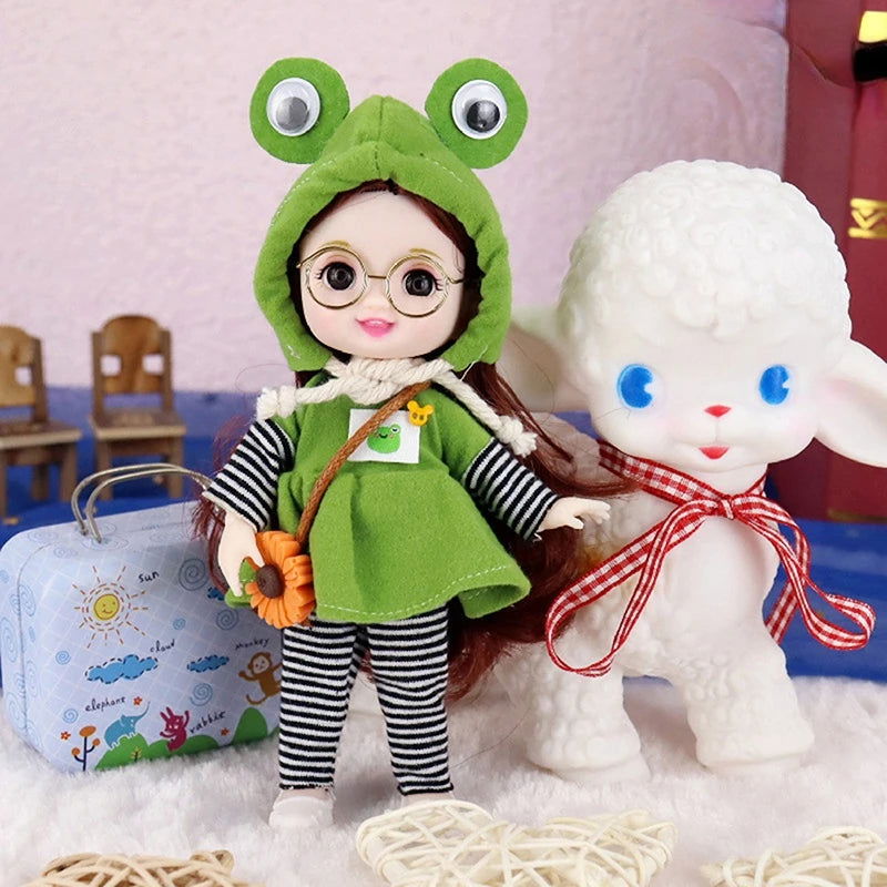 Mini 16cm BJd Doll 13 Movable Joint Girl Doll 3D Big Eyes 1/12 Fashion Princess Doll DIY Dress Up Toy Doll With Clothes Gift - Slobuy