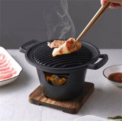 Mini BBQ Alcohol Stove Barbecue Grill Japanese One Person Cooking Oven Detachable Outdoor BBQ Plate Roasting Meat Tools - Slobuy