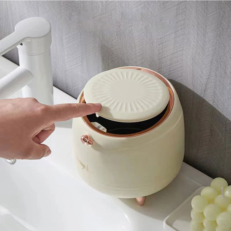 Mini Cute Pressing Desktop Trash Can Double-layer Coffee Table Bomb Cover Bedroom Office Small Storage Bucket Rubbish Dustbin - Slobuy