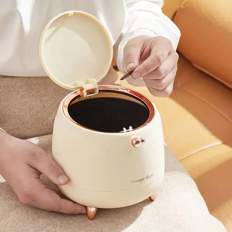 Mini Cute Pressing Desktop Trash Can Double-layer Coffee Table Bomb Cover Bedroom Office Small Storage Bucket Rubbish Dustbin - Slobuy